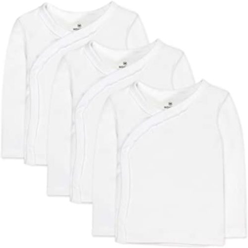HonestBaby 3-Pack Long Sleeve Side-Snap Kimono Tops Newborn for Infant Boys, Girls, Unisex Baby 100% Organic Cotton