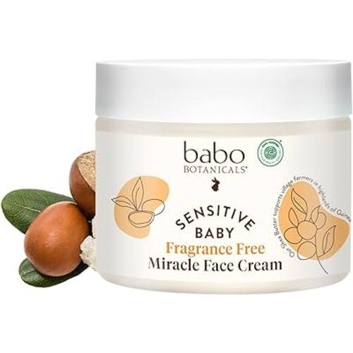 Babo Botanicals Sensitive Baby Fragrance-Free Miracle Cream - Face & Body Moisturizer - For Sensitive Skin - Calendula, Shea Butter, Coconut Oil - EWG Verified - Fragrance-Free - For Babies & Kids