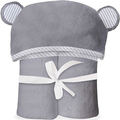 Towels for Newborn – Hooded Baby Towels, Baby Bath Towels Girl, Hooded Baby Towels Boy, Kids Bath Towels with Hood – Grey
