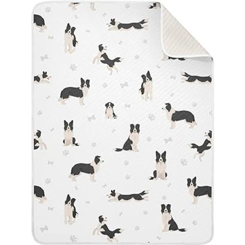 Dogs Border Collie Baby Blanket for Boys Girls Cotton Throw Blanket Swaddle Blanket for Crib Stroller Nursery Receiving Blanket Infant Toddler Unisex 30"x40"