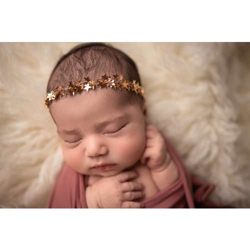 Estella gold star rhinestone newborn headband bow photography bow