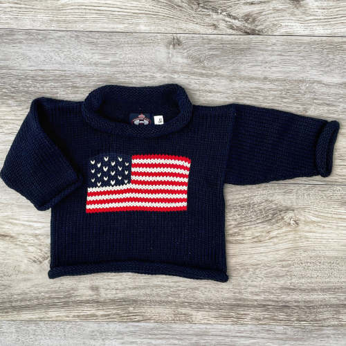American Flag Rollneck Sweater | Navy 12M