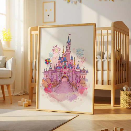 Watercolor Disneyland Wall Art, Disney Poster, Disney Wall Art, Boy Bedroom Decor, Girls Bedrooms Decor, Kids Prints, 16x24 UNFRAMED