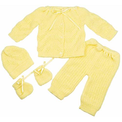 FLVFF BABY Crochet Outfit Set Newborn Clothe Boys Girls Warm Winter Beautiful Clothing 4 Pieces