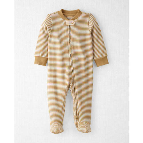Baby Organic Cotton Sleep & Play Pajamas - 6M - Style,Ochre Stripe