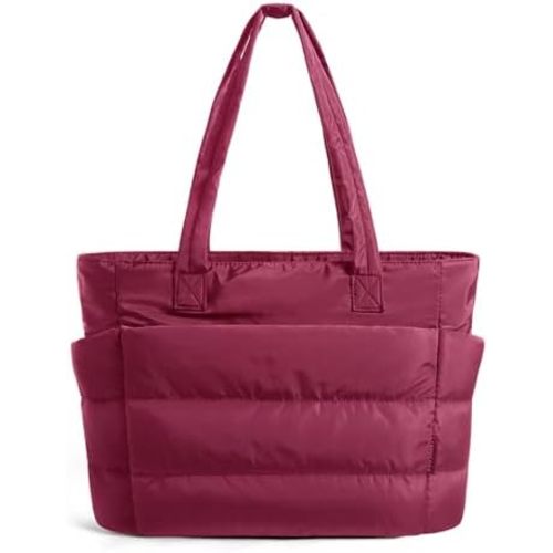 BAGSMART Tote Bag for Women, Lightweight Puffy Tote Bag with Compartments Shoulder Bag Handbag for Travel, Work, Gym