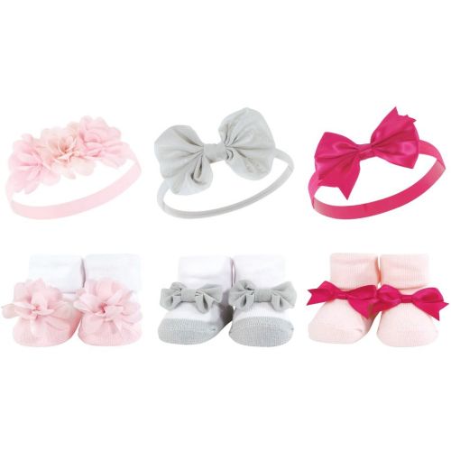 Hudson Baby Headband and Socks Giftset, 6-Piece, 0-9 Months
