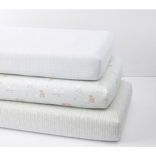 Sage Sheep Organic Crib Sheet Bundle - Set of 3 | Pottery Barn Kids