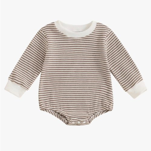 VISGOGO Unisex Baby Boy Girl Romper Waffle Newborn Infant Onesie Clothes Long Sleeve Bubble Oversized Romper Bodysuit Top