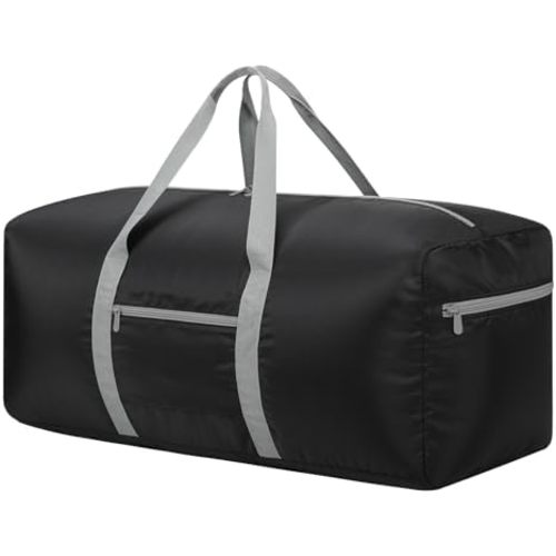 Foldable Duffle Bag for Travel - 30 inch / 75L Large Spare Travel Duffel Bag Lightweight with Trolley Sleeve - Black