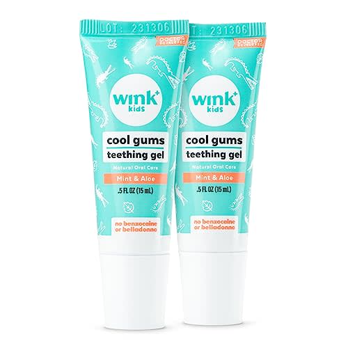 Wink Naturals Teething Gel, Peppermint Flavor, 15 ml Each, Soothing and Cooling for Sore Gums, Unisex Kids, Drug-Free