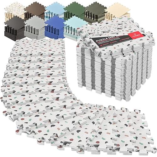 bemaxx Gym Mats Set - 18 pcs EVA Interlocking Foam Floor Tiles (12.6"x12.6"x0.4") 18sqft Protective Gym Flooring Sports Home Workout Exercise Mats Puzzle Garage Fitness Play-Room Pool Treadmill Bike