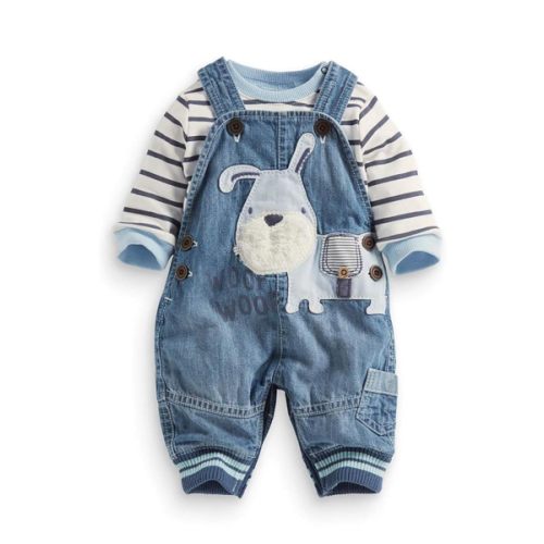 Cute Baby Boy Clothes Suit Toddler Boys' Striped long Sleeve T-Shirt+Denim Overalls Jumpsuit Pants Outfits Sets