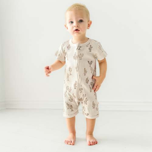 Organic Baby Short Zip Romper - Cactus