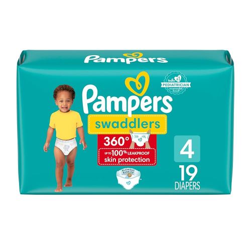 Pampers Diapers - Swaddlers 360 - Size 4, 19 Count, for up to 100% Leakproof Premium Skin Protection (Packaging May Vary)