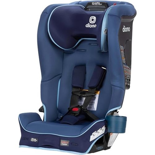 Diono Radian 3R SafePlus, All-in-One Convertible Car Seat, Rear and Forward Facing, SafePlus Engineering, 10 Years 1 Car Seat, Slim Fit 3 Across, Blue Surge