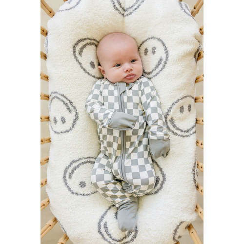 Light Green Checkered Zipper Pajama | Bamboo | Baby Essentials | Gender Neutral