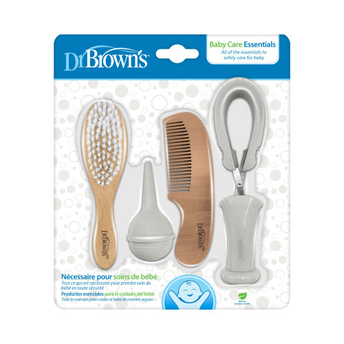 Dr. Brown's Baby Care Essentials Kit, Nail Scissors with Case, Nasal Aspirator, Cradle Cap Brush and Comb, BPA Free