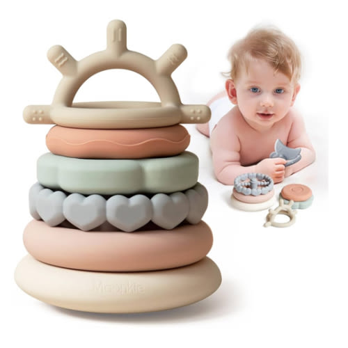 Soft Teething Toy | Educational Learning Baby Toy | Stacking Ring Toys for Babies Boy and Girl | 7 Piece Teethers Set