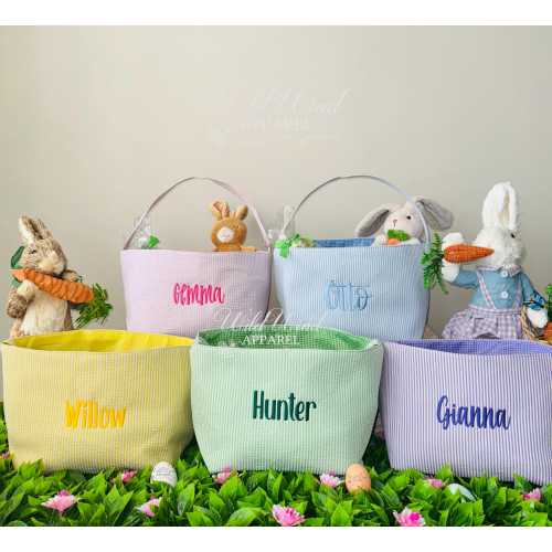 Kids Easter Basket, Personalized Easter Basket, Egg Hunt Basket, Embroidered Name Basket