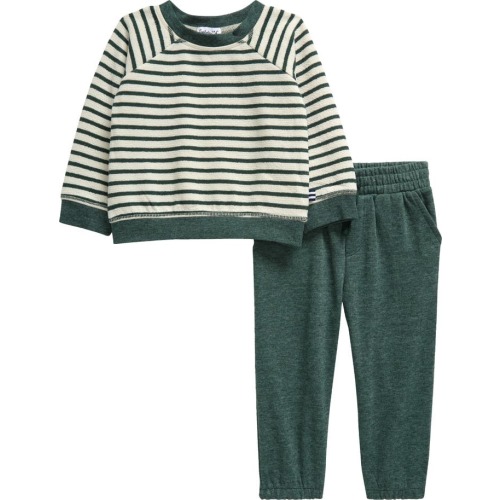 Baby Forest Stripe Top & Pants Set, 3-6M, Forest/ Vanilla