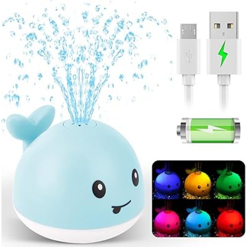 2024 Baby Boy Bath Toys, Whale Bath Toy Sprinkler Light up Bath Toys for Babies 6-12 Months Kids Ages 1-3, Water Pool Bathtub Toys Toddlers Infant, Christmas Newborn Baby Gifts for Boys 1st Birthday