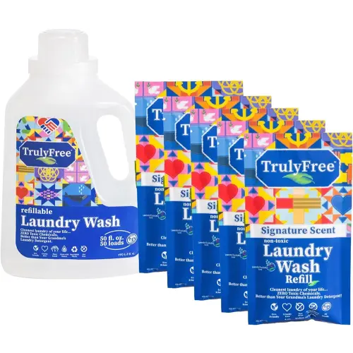Laundry Wash, Signature Scent, Sensitive Skin Natural Detergent, Laundry Supplies for Baby Clothes, Plant-Based, No Harmful Ingredients. (250 Loads)