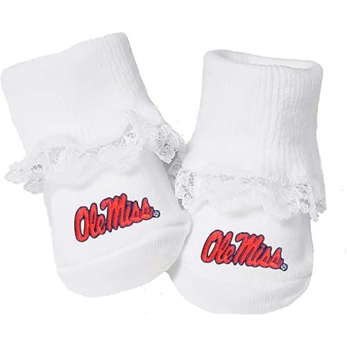 Mississippi Ole Miss Rebels Baby Toe Bootie Socks with Lace