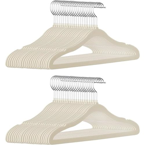 GoodtoU Kids Velvet Hangers, 50 Pack, Beige