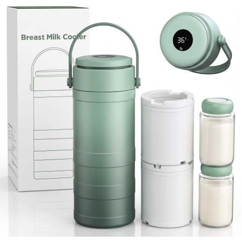 Portable Breast Milk Cooler with Temp Display, 20oz Breastfeeding Essentials, 360° All-Round Cooling Keeps Milk Fresh for 24 Hours, for Travel Outdoor Mom and Dad