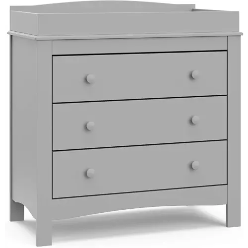 Graco Noah 3 Drawer Chest with Changing Topper (Pebble Gray) – GREENGUARD Gold Certified, Baby Dresser Table Top, for Nursery, Kids