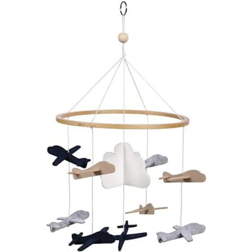 Sorrel + Fern Baby Crib Mobile (Airplanes in The Clouds, Short Version) - Nursery Decoration and Baby Shower for Boys & Girls