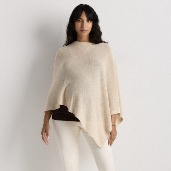 Lightweight Cotton Cashmere Nursing Shawl in Heather Oatmeal