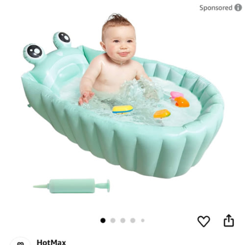 HotMax Inflatable Baby Bathtub Portable Travel Bath Tub for Infants to Toddler Foldable Non Slip Spa Tub with Air Pump (Green)