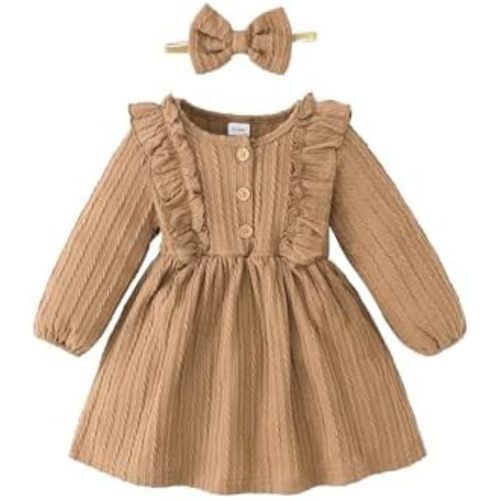 Mioglrie Baby Girl Dress Newborn Baby Girls Clothes Fall Winter Outfits Casual Infant Long Sleeve Dresses 3-24 Months