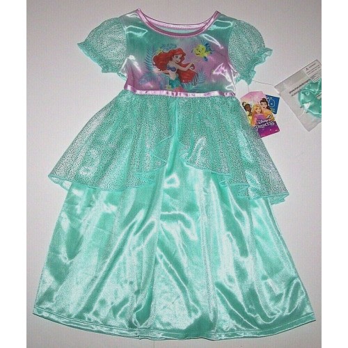 Disney Princess Ariel Little Mermaid Costume Nightgown Gown Pajamas New Tod Girl