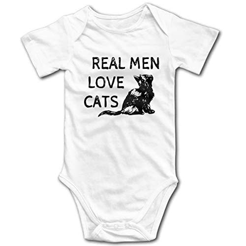 OASCUVER Real Men Love Cats Boys Girls Baby Outfits Organic (White, 6 Months)