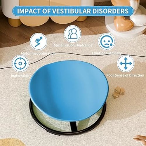 Spinning Chair for Autistic Kids, Autism Sensory Spinning Chair, Kids Sensory Swivel Chair, Toddler Spinning Seat Training Body Coordination and Balance, Upgraded Azure Rounded Shape