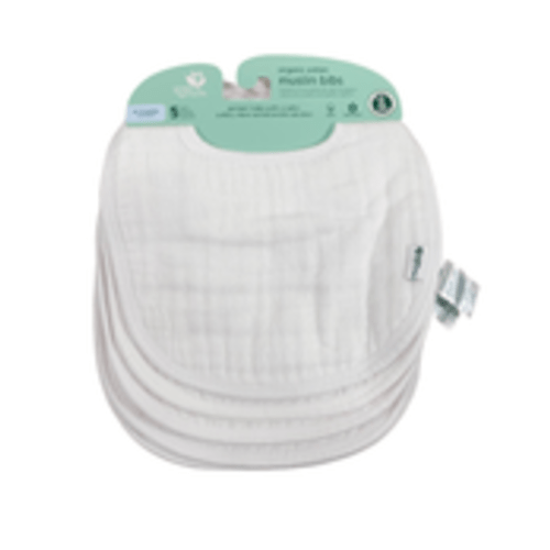 Green Sprouts Muslin Bibs, White, 5 Pack
