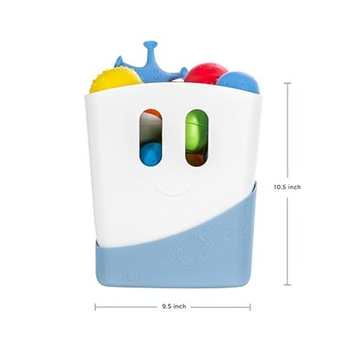 Ubbi Stand Up Bath Toy Storage Organizer, Bath Caddy with Removable Drying Rack Bin for Toddlers and Baby, Cloudy Blue