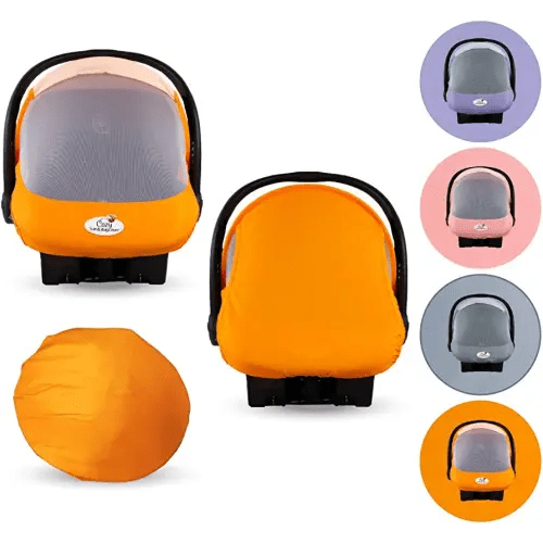 Summer Cozy Cover Sun & Bug Cover (Orange Mango) - The Industry Leading Infant Carrier Cover Trusted by Over 2 Million Moms Worldwide Helps Keep Your Baby from Mosquitos, Insects & The Sun