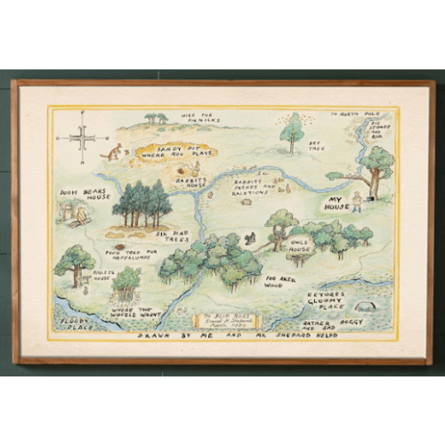 Hundred Acre Wood Map - Med Brown 17x25