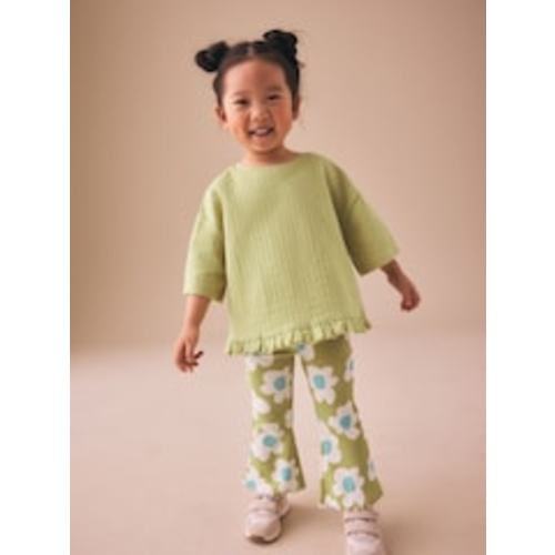 Buy Green Stampy Flower Short Sleeve Top and Flare Set (3mths-7yrs) from Next USA