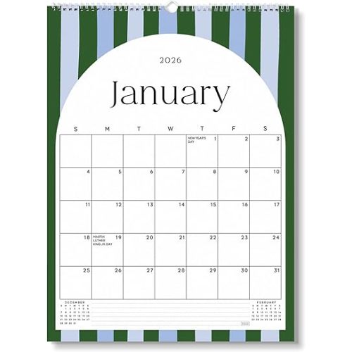 S&O Palm Beach Arc Wall Calendar from January 2026-June 2027 - Tear-Off Monthly Calendar - 18 Month Academic Wall Planner - Hanging Organizer to Track Anniversaries & Appointments - 14.2"x10.5”in