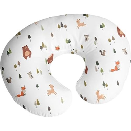 Sweet Jojo Designs Baby Nursing Pillow Cover (Woodland Animals) for Girls & Boys, Infant/Newborn Nursery, Bottle Breastfeeding Slipcover, Breast Feeding Pillowcase-Pillow NOT Included (Forest Friends)