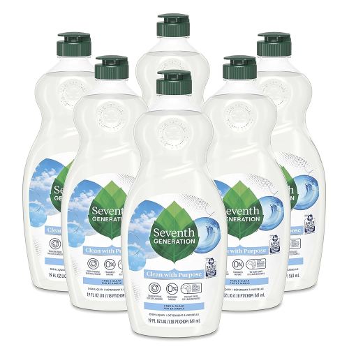 Seventh Generation Dish Liquid Soap Free & Clear liquid soap Pack of 6 Dishwashing Soap Dish Soap for sensitive skin 19 oz