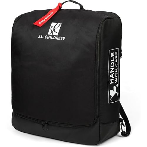 J.L. Childress Compact Stroller Travel Bag - Fits UppaBaby MINU, gb Pockit, Babyzen YoYo, Nuna TRVL and more - Expandable, Backpack Straps, AirTag Holder - Airplane Bag for Travel Strollers