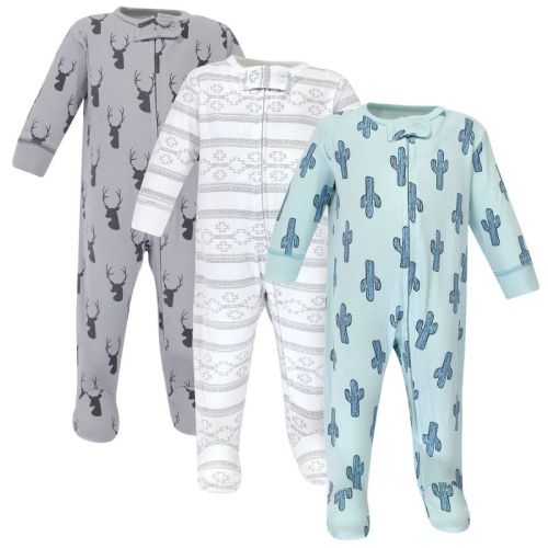 Yoga Sprout Baby Boy Cottton Zipper Sleep And Play 3pk, Cactus, 6-9 Months