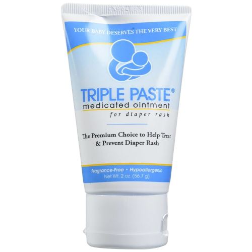Triple Paste Diaper Rash Cream, Hypoallergenic Medicated Ointment for Babies, 2 oz (Pack of 3)