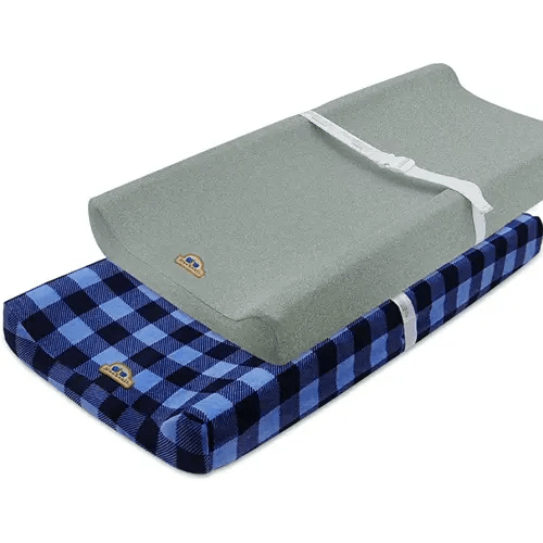 Super Soft and Stretchy Changing Pad Cover 2pk by BlueSnail (Navy buffola Plaid)